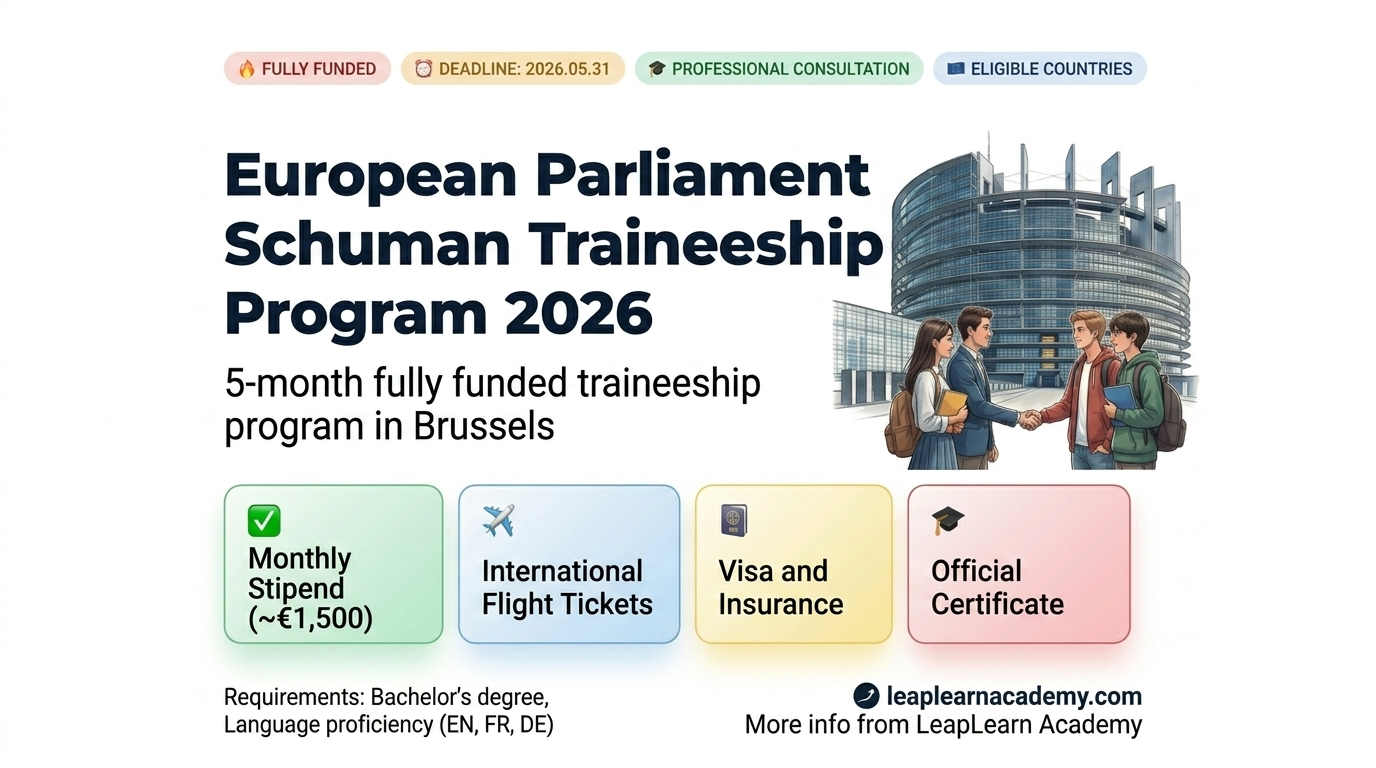 Detailed infographic for the European Parliament Schuman Traineeship